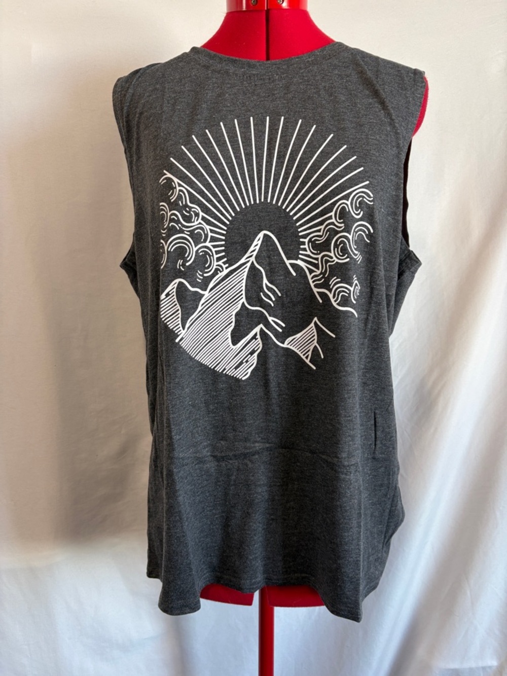 Charcoal Mountain Graphic Sleeveless Tank Top